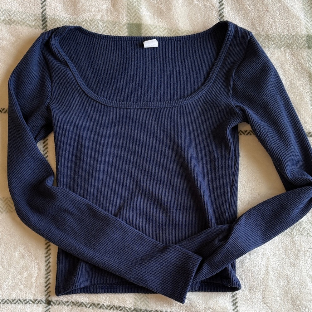 Gilly Hicks Navy Waffle Knit Longsleeve
